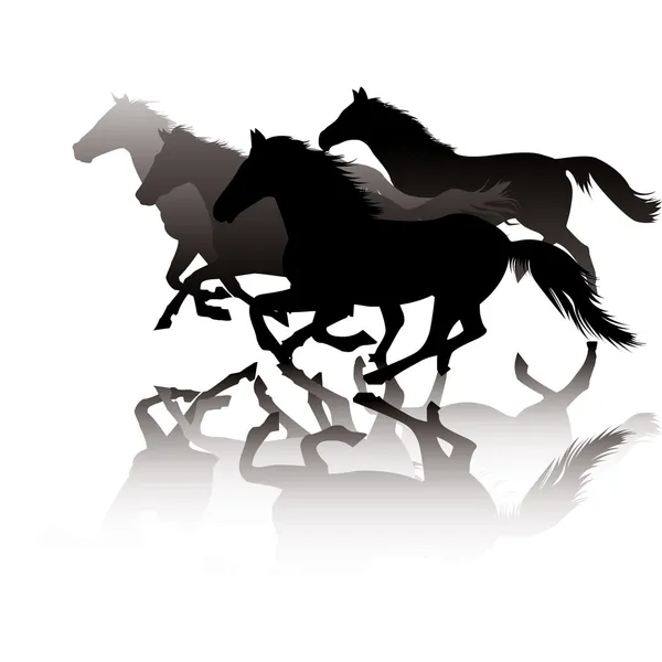 Лошади в галопе — стоковый вектор