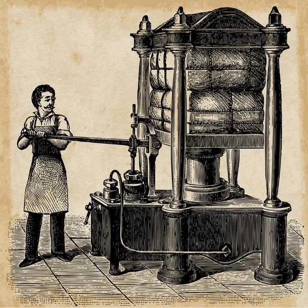 Гидравлический пресс-каток с 1895 года . — стоковый вектор