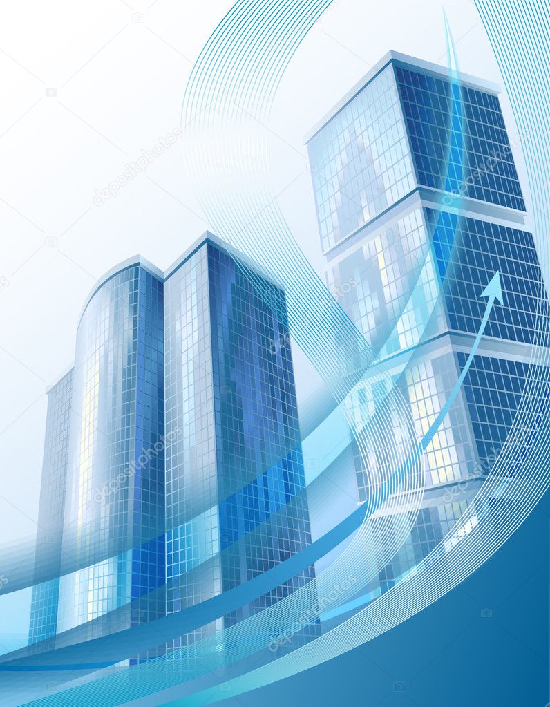 Modern city buildings and abstract business graph