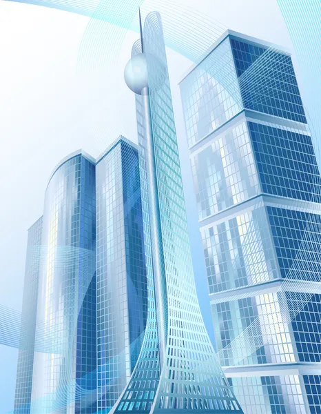 Abstraktní panoráma s moderními budovami — Stockový vektor