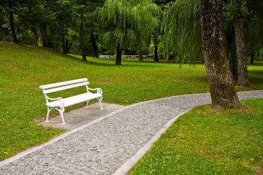 Beyaz park bankında