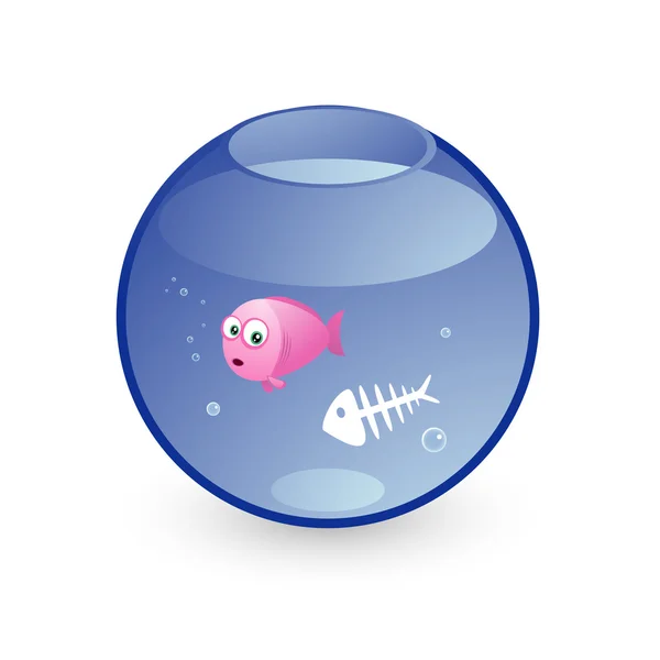 Peixe rosa com medo no aquário —  Vetores de Stock