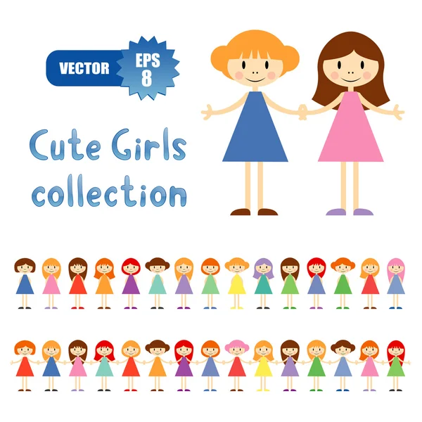 Φορέα που 30 μικρά κορίτσια — Διανυσματικό Αρχείο