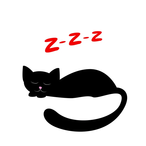 睡梦中的黑猫 — 图库矢量图片