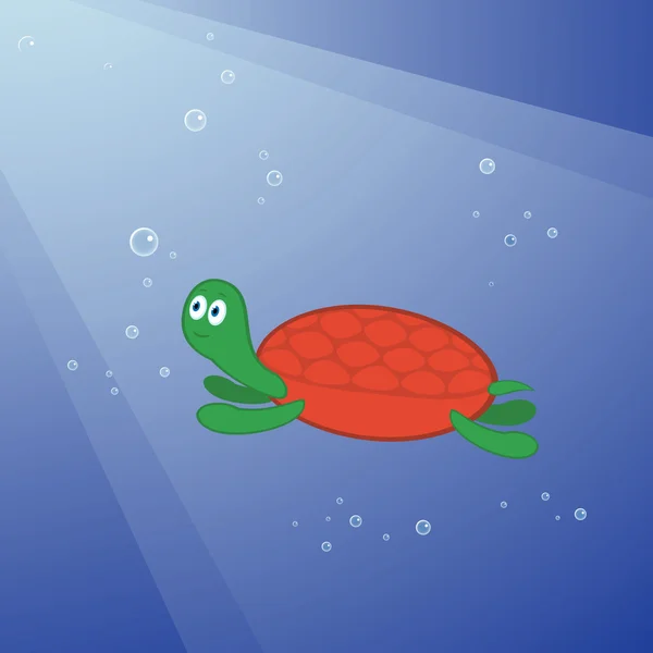 Tartaruga dos desenhos animados no mar —  Vetores de Stock
