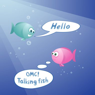 Cute fishes are talking underwater clipart