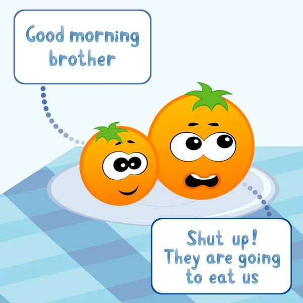 오렌지를 이야기 하는 만화 — 스톡 벡터