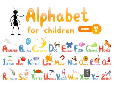 Alphabet for children education clipart