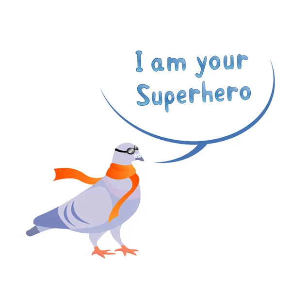 Grappige duif superheld — Stockvector