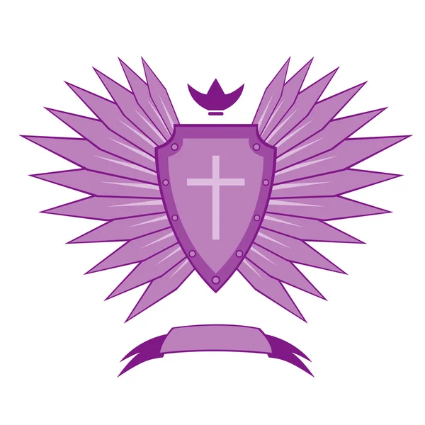 Фиолетовый древний герб — стоковый вектор