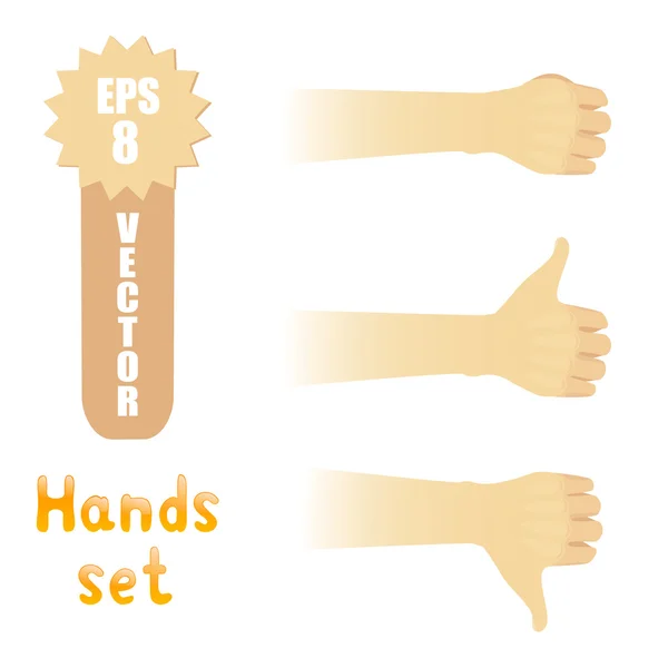 Hände mit verschiedenen Gesten — Stockvektor