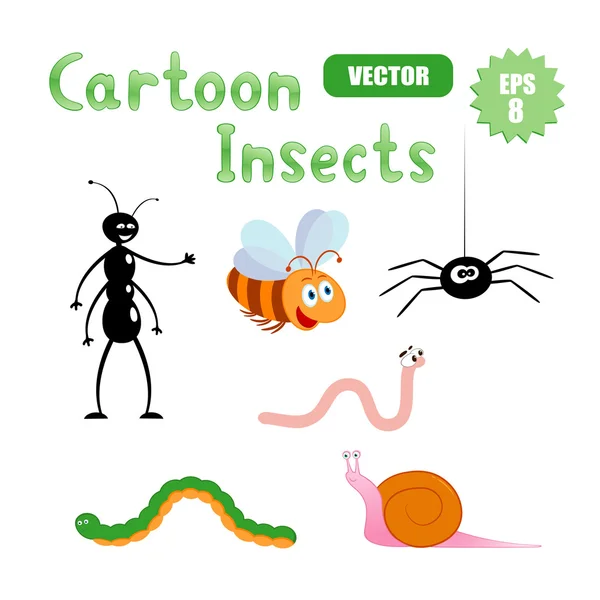 Insectos de dibujos animados — Vector de stock