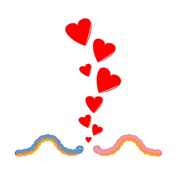 Deux chenilles amoureuses — Image vectorielle