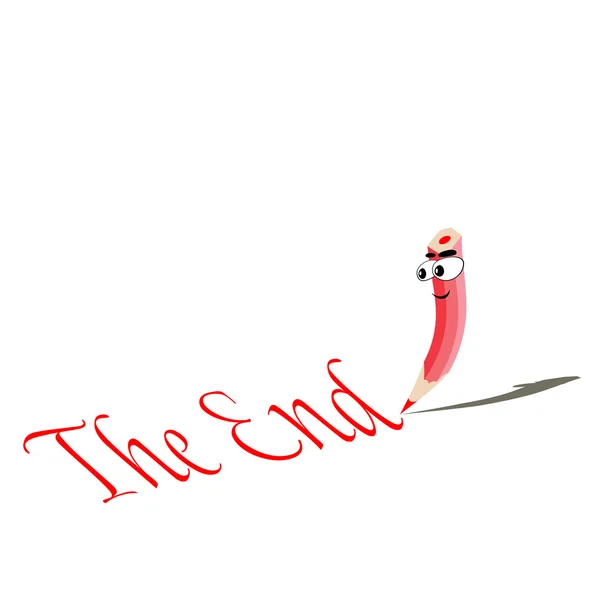 Dibujo de lápiz rojo "El final " — Archivo Imágenes Vectoriales