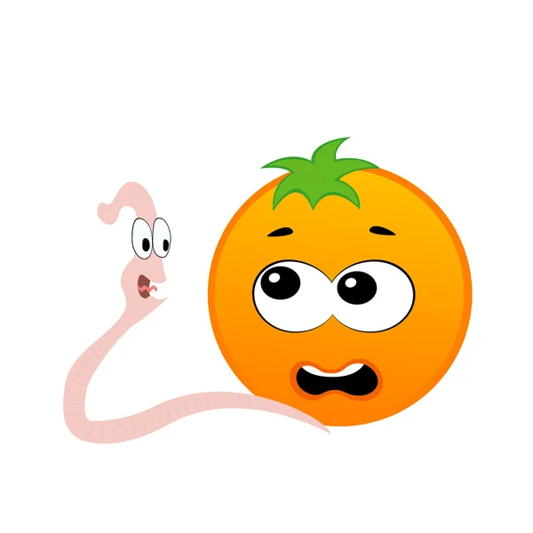 オレンジと幸せなワームを怖がってください。 — ストックベクタ
