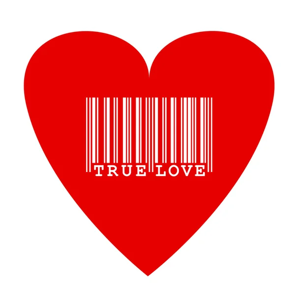 Código de barras romântico no coração vermelho — Vetor de Stock