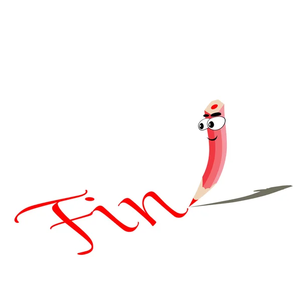 Crayon rouge dessin "Fin " — Image vectorielle