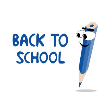 Blue crayon is going to school clipart