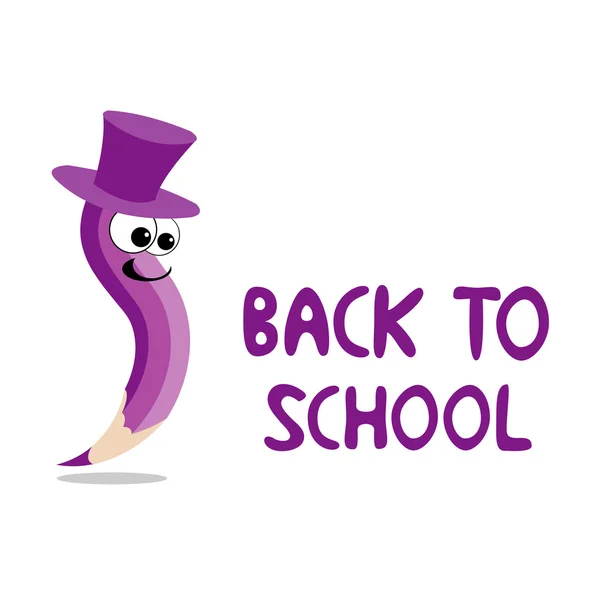 Crayon violeta vai para a escola — Vetor de Stock