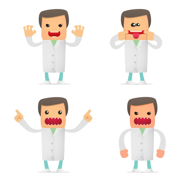 Set di divertenti cartoni animati medico — Vettoriale Stock