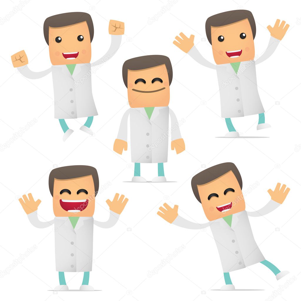 Set of funny cartoon doctor — Stock Vector © artenot #5545774