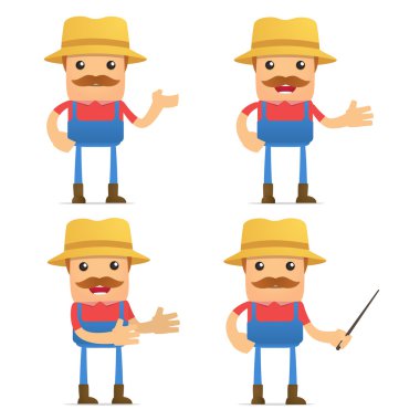 Set of funny cartoon farmer clipart