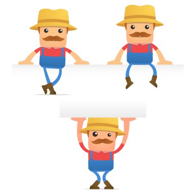 Set of funny cartoon farmer clipart