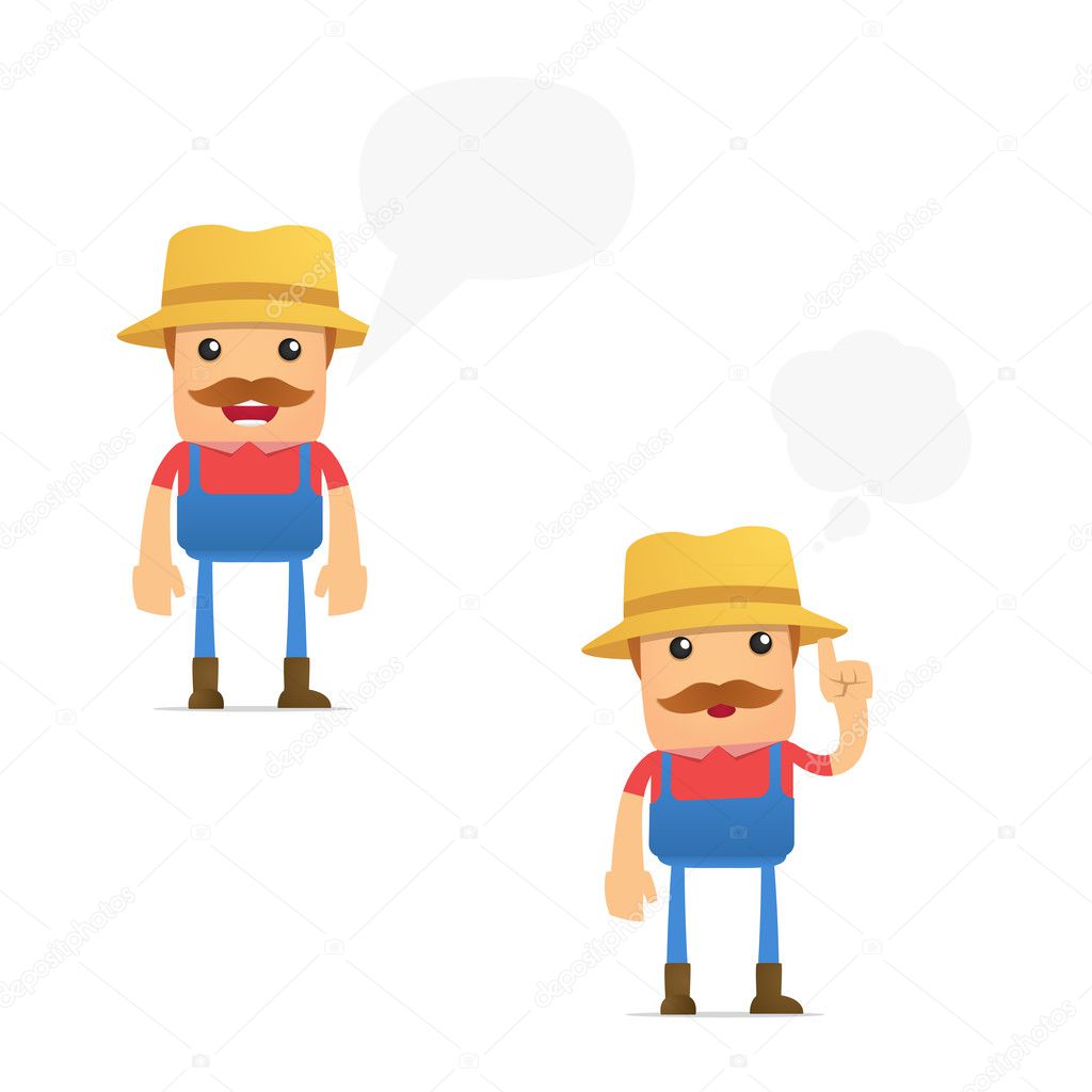 Set of funny cartoon farmer Stock Illustration by ©artenot #6089725