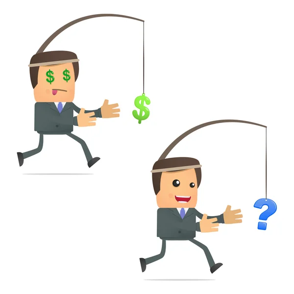 Επιχειρηματίας αστείο καρτούν που τρέχουν για το Δολάριο — Διανυσματικό Αρχείο