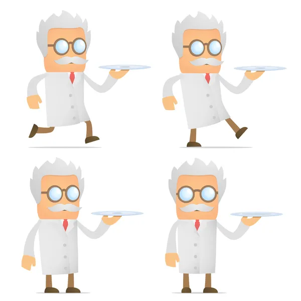 Scientist with a tray — Stock Vector