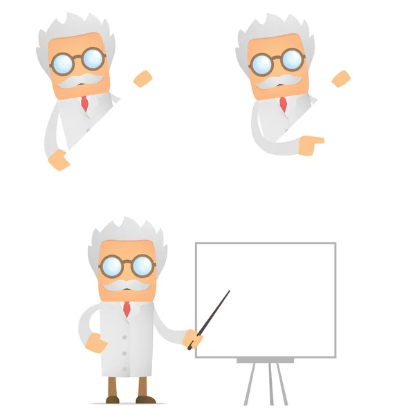 Funny scientist looks out over an empty field — Stock Vector