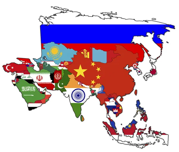 Πολιτικό χάρτη της Ασίας — Φωτογραφία Αρχείου
