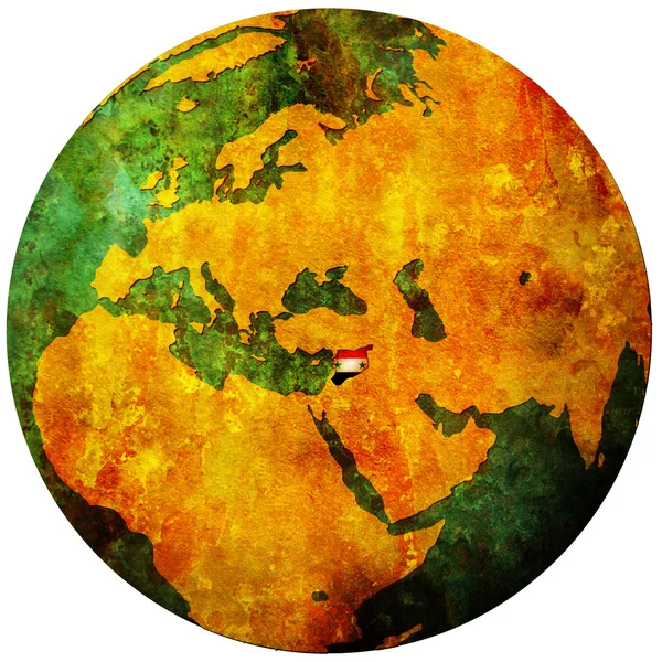Флаг Сирии на карте мира — стоковое фото