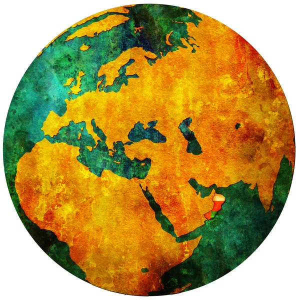 Флаг Омана на карте мира — стоковое фото