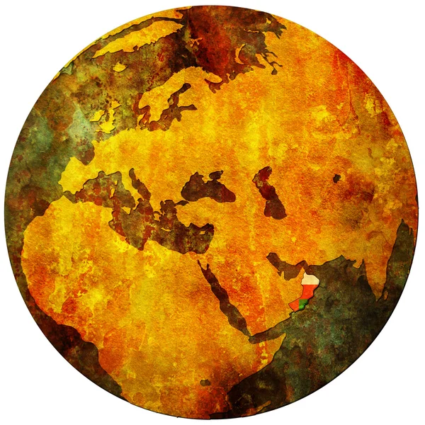 世界地図オマーンの国旗 — ストック写真