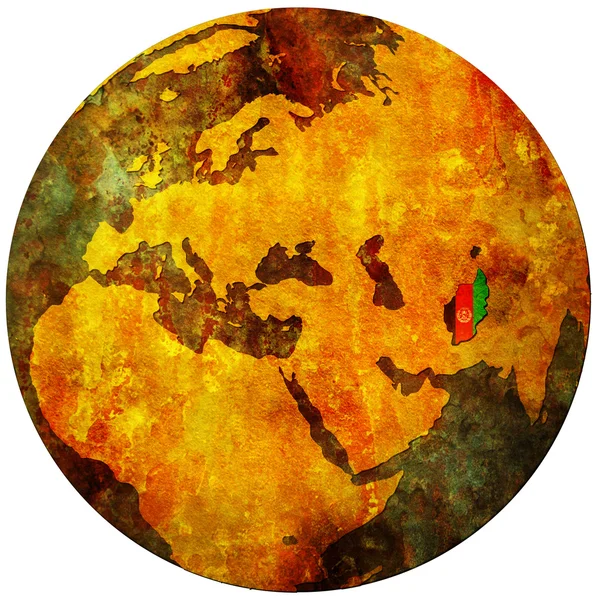 Afghanistan bandiera sulla mappa del globo — Foto Stock