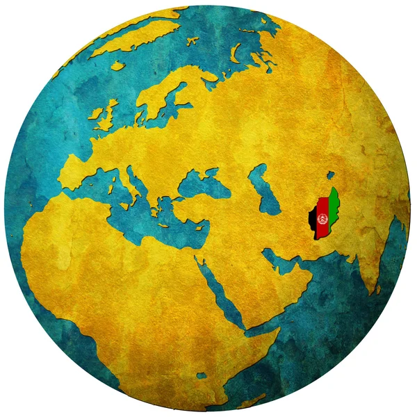 Bandera de Afganistán en el mapa globo — Foto de Stock
