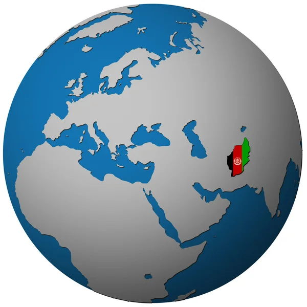 阿富汗国旗在世界地图上 — 图库照片