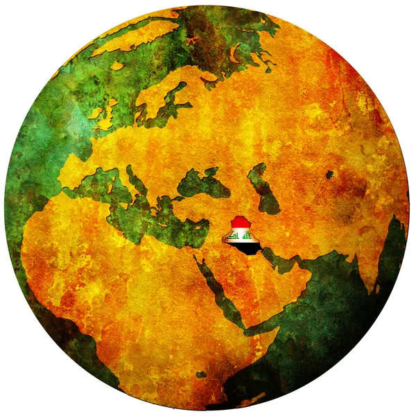 stock image Iraq flag on globe map