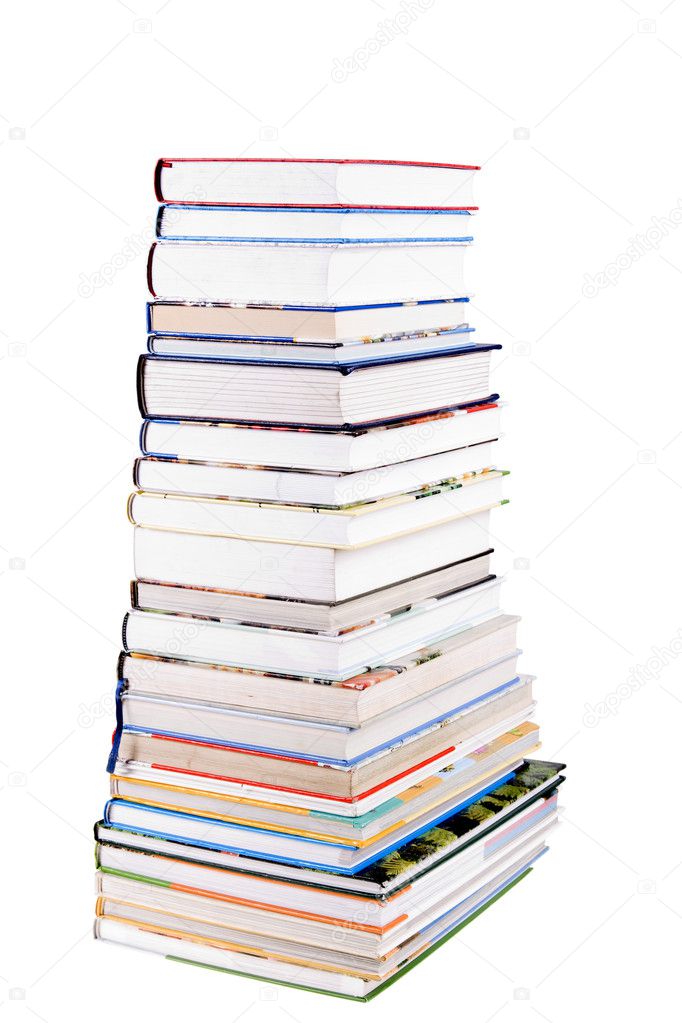 Pile of colorful Books isolated on white background