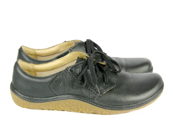 Zwarte comfortabele lederen schoenen — Stockfoto