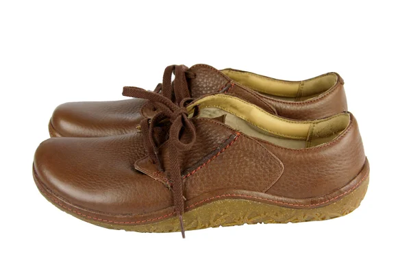 Widok z boku buty wygodne skórzane brązowe — Zdjęcie stockowe