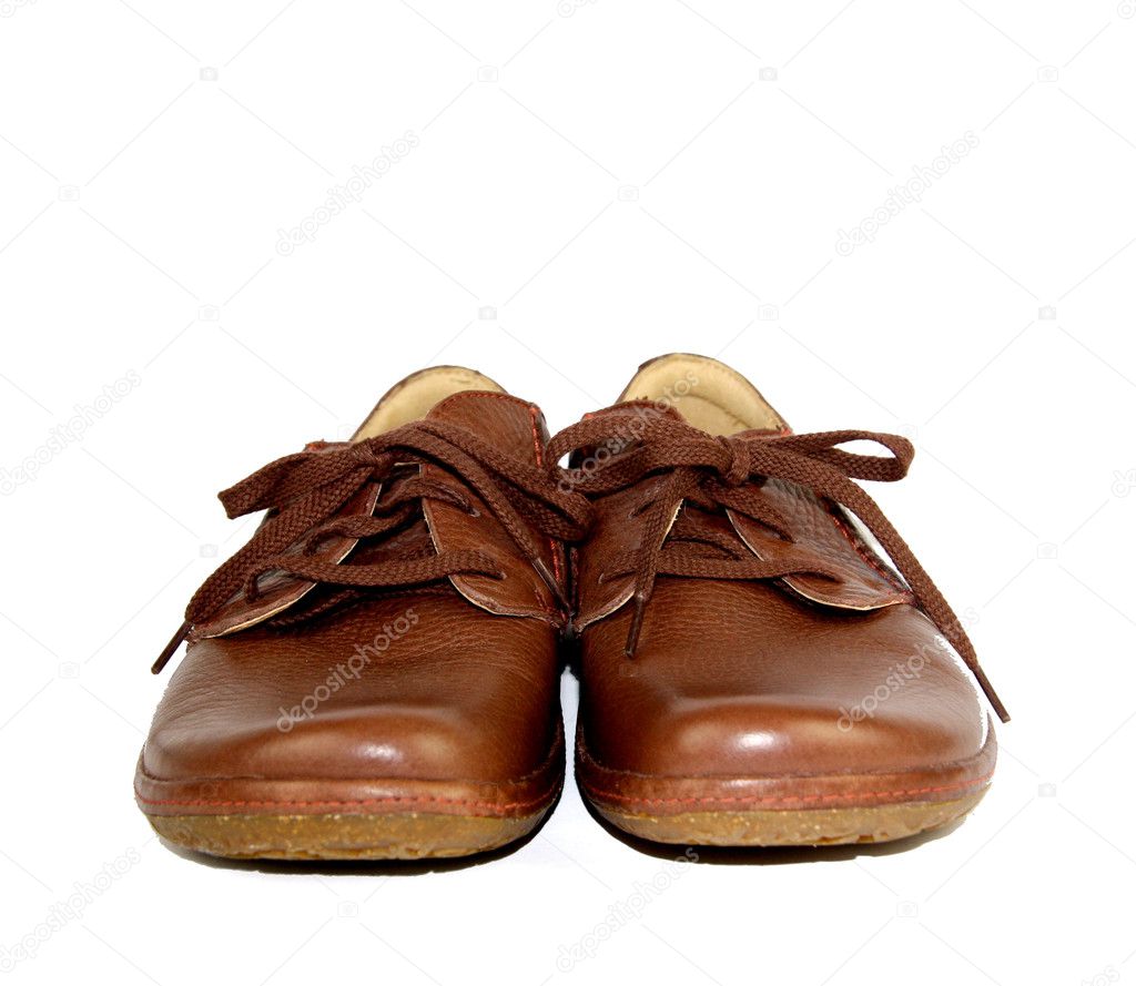 Comfortable Brown Leather Shoes face on view