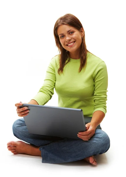 Nő laptoppal — Stock Fotó