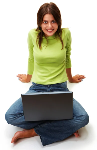 Kobieta z laptopem — Zdjęcie stockowe