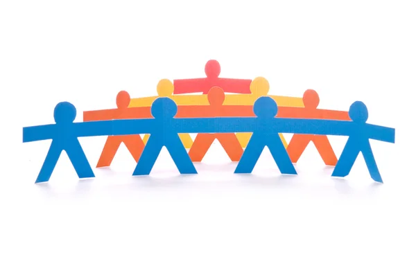 stock image Concept of teamwork, colorful paper dolls