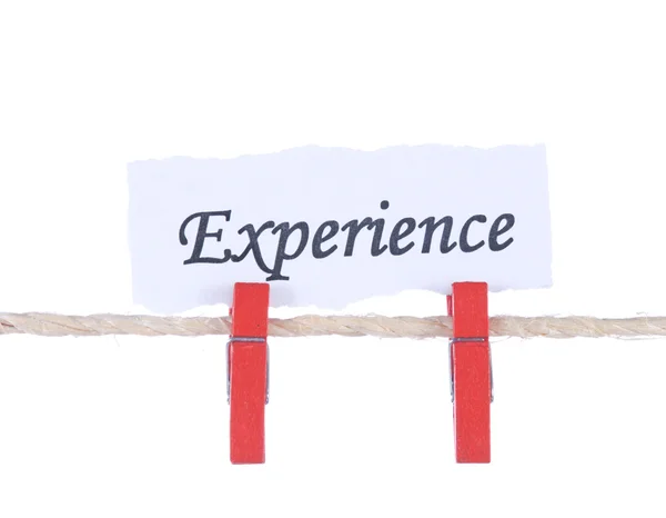 Experience, words hang by wooden peg — Stock Photo, Image