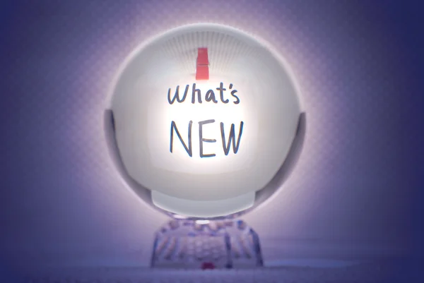 What is new, words in magic crystal ball — Stock Photo, Image