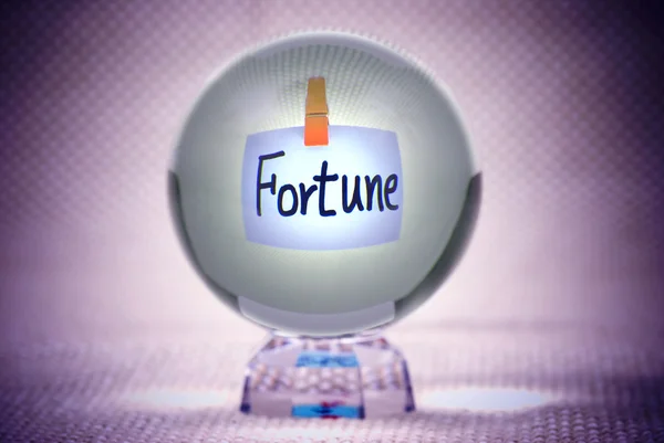 Fortuin, woorden in magic crystal ball — Stockfoto