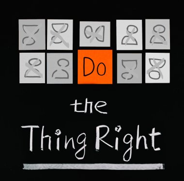 Do the thing right, words on blackboard. clipart